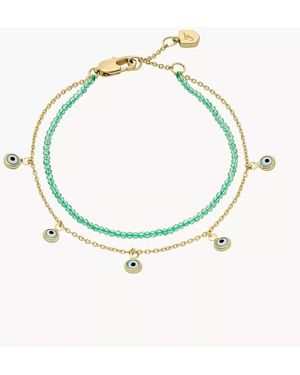 Fossil Sutton Evil Eye Brass Multi-strand Bracelet - Metallic