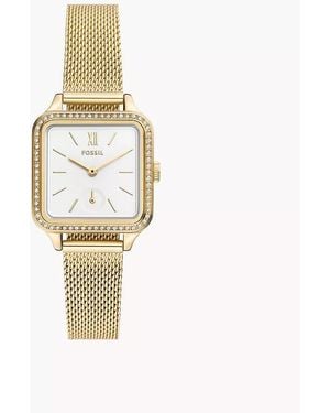Fossil Colleen Three-hand Gold-tone Stainless Steel Mesh Watch - White