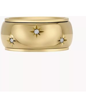 Fossil Sadie Shine Bright Gold-tone Stainless Steel Fidget Band Ring - Natural