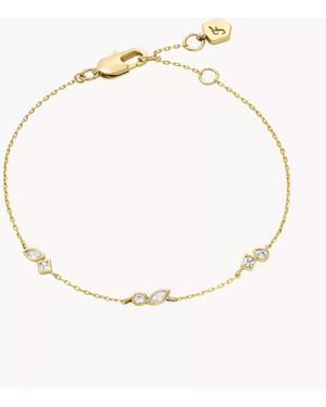 Fossil Ellis Toi Et Moi Gold-tone Brass Station Bracelet - Natural