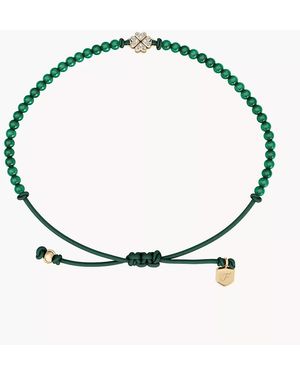 Fossil Sutton Mini Moments Green Beaded Clover Bracelet - Metallic