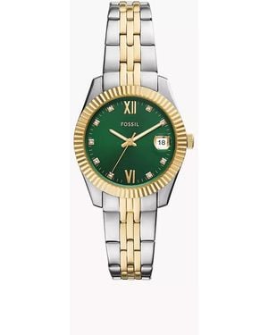 Fossil Scarlette Three-hand Date Two-tone Stainless Steel Watch - Green