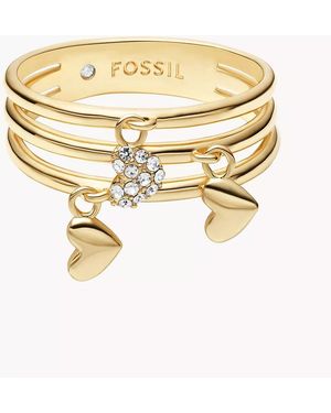 Fossil Sutton Heartbeat Gold-tone Brass Prestack Ring - Metallic