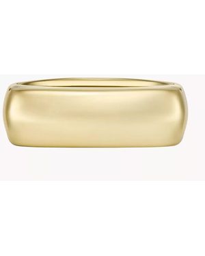 Fossil Heritage D-link Glitz Gold-tone Stainless Steel Signet Ring - Natural