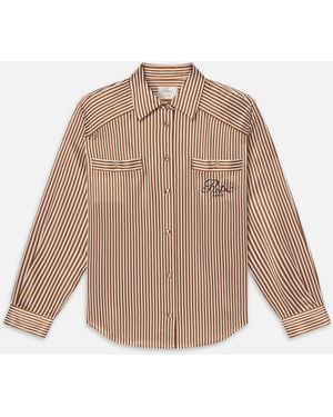 FRAME Ritz Striped Pajama Shirt - Natural