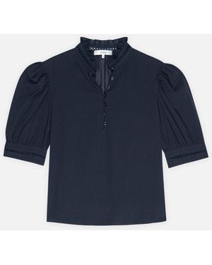 FRAME The Ruffle Collar Top - Blue