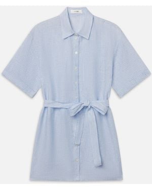 FRAME The Linen Belted Dress Chambray - Blue