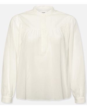 FRAME Shirred Popover Blouse - White