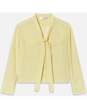 FRAME The Silk Modern Tie Blouse - Yellow