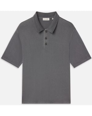 FRAME Washed Light Pique Polo - Grey