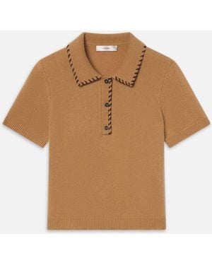 FRAME The Leather Stitch Polo - Natural