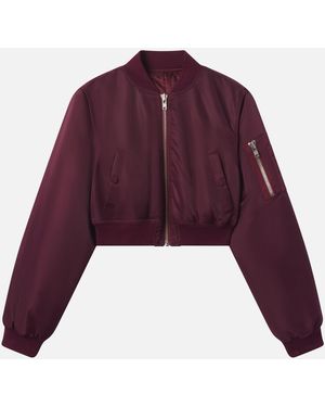 FRAME The Cropped Nylon Bomber - Purple