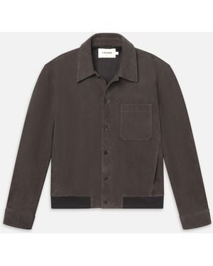 FRAME Suede Bomber Jacket - Brown