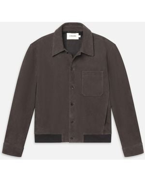 FRAME Suede Bomber Jacket - Brown