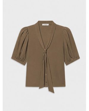 FRAME Sonnet Tie-Neck Shirt - Brown