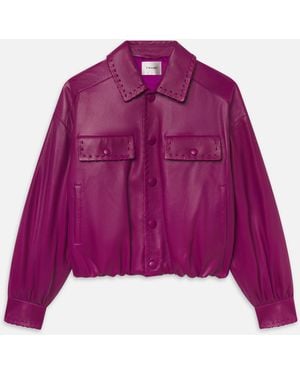 FRAME The Leather Bubble Jacket - Purple