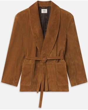 FRAME The Ritz Suede Smoking Jacket - Brown