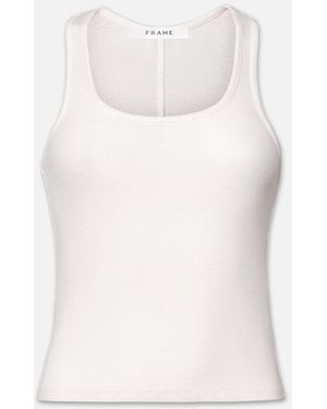 FRAME Rib Scoop Neck Tank - White