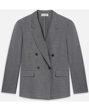 FRAME Unlined Double Breasted Blazer - Gray