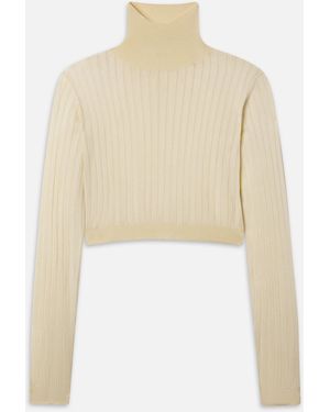 FRAME The Crop Fitted Turtleneck - White