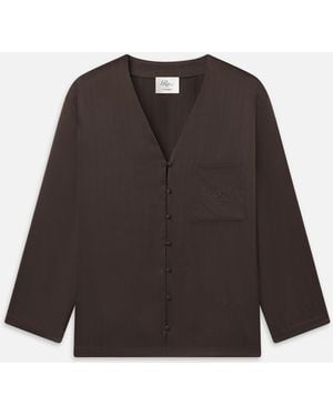 FRAME The Ritz Satin Pyjama Shirt - Brown