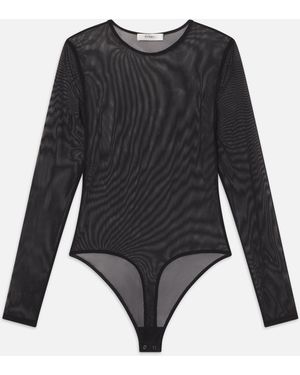 FRAME Stretch Mesh Bodysuit - Grey