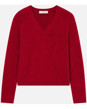 FRAME The Everyday Cashmere V-neck Sweater - Red