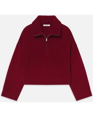 FRAME The Half Zip Marled Jumper - Red