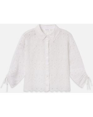FRAME The Paisley Eyelet Cinch Sleeve Shirt - White