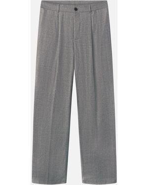 FRAME Wide Leg Flannel Pants - Gray