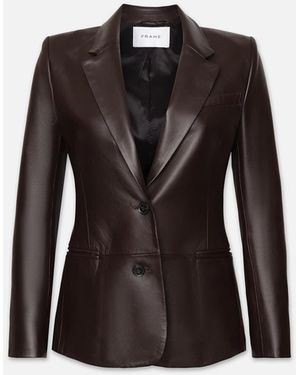 FRAME The Femme Leather Blazer - Brown
