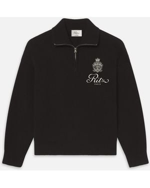FRAME Ritz Cashmere Half Zip - Black