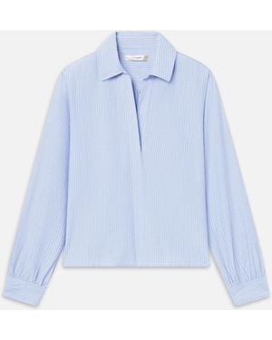 FRAME The Striped Popover Top - Blue