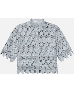 FRAME The Lace Button Up Shirt - Grey