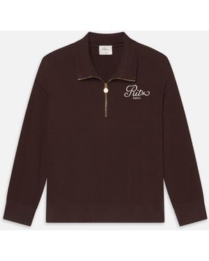 FRAME Ritz Half Zip Polo - Brown