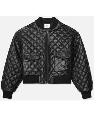 FRAME Ritz Quilted Leather Bomber - Black