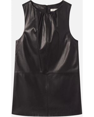 FRAME The Leather Gathered Dress - Black