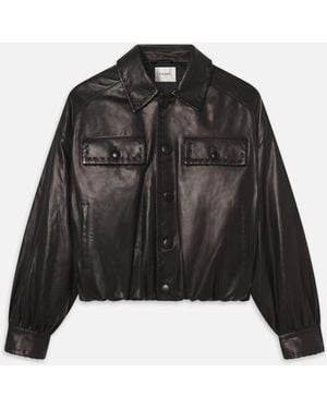 FRAME The Leather Bubble Jacket - Black