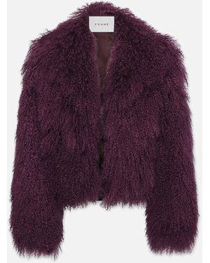 FRAME Shaggy Shearling Coat - Purple