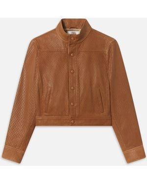 FRAME The Leather Trucker Jacket - Brown