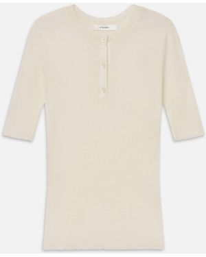 FRAME The Henley Rib Tee - White
