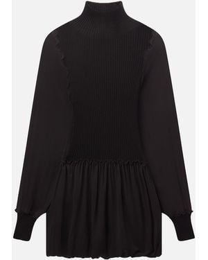 FRAME The Sheer Sleeve Dress - Black