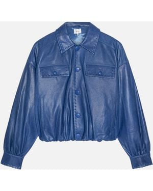 FRAME The Leather Bubble Jacket - Blue