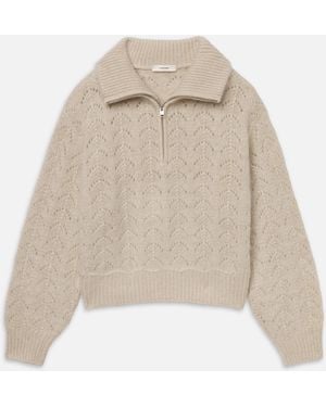 FRAME The Airy Lurex Quarter Zip - Natural