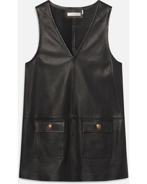 FRAME The Leather Pinafore Dress - Black