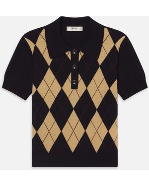 FRAME The Argyle Short Sleeve Polo - Black