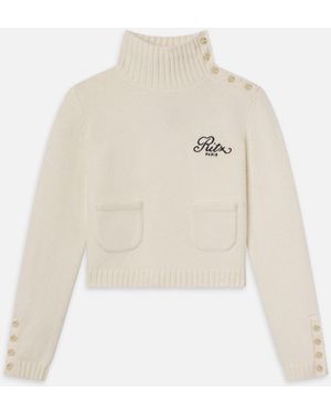 FRAME Ritz Button Detail Jumper - White