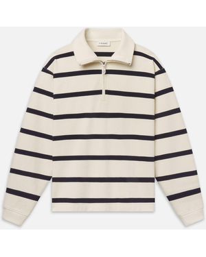 FRAME Striped Half-zip Sweatshirt - White