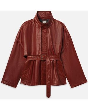 FRAME The Paper Leather Trench - Red