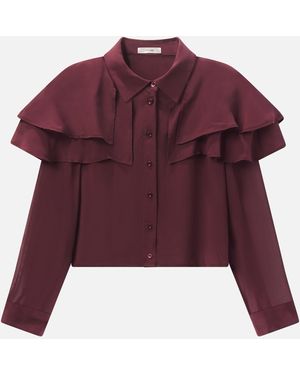 FRAME The Silk Cape Blouse - Purple